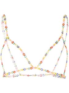 MSGM soutien-gorge à fleurs en perles - Rose