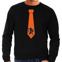 Zwarte sweater / trui Holland / Nederland supporter oranje leeuw stropdas EK/ WK voor heren - thumbnail