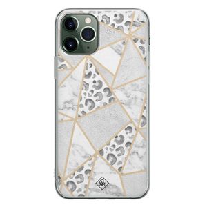 iPhone 11 Pro siliconen telefoonhoesje - Stone & leopard print