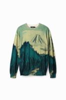 Dunne trui met landschap - BROWN - XL