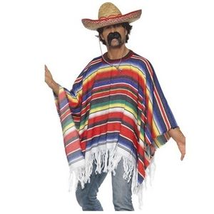 Mexico verkleed kleding poncho met hoed One size  -