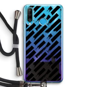 Zwarte vegen: Huawei P30 Lite Transparant Hoesje met koord