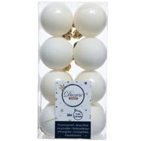 Decoris kleine kerstballen - 16x st - wol wit - 4 cm - kunststof - onbreekbare kerstballen Decoris kleine kerstballen - 16x st - wol wit - 4 cm - kunststof - onbreekbare kerstballen