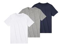 pepperts! Kinderen jongens T-shirts, 3 stuks, met ronde hals (146/152, Wit/donkerblauw/grijs)