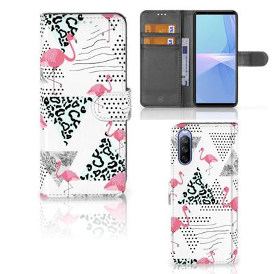 Sony Xperia 10 III | Telefoonhoesje | Met pasjeshouder | Flamingo Triangle
