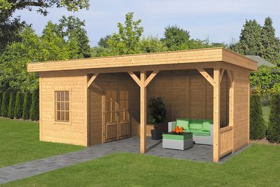 Lariks/Douglas Overkapping Oslo L type 8 blank 690x380 cm- Plat dak- Onbehandeld lariks Douglas hout- Tuindeco
