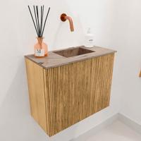 Toiletmeubel Mondiaz Joya Dlux | 50 cm | Meubelkleur Oak | Faye wastafel Arena Wasbak Rechts | Zonder kraangat(en)