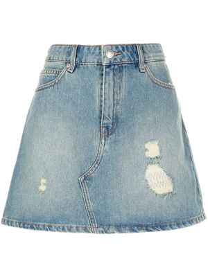 Zadig&Voltaire minijupe évasée à effet usé - Bleu