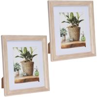 Home & Styling fotolijstje - 2x stuks - kunststof - hout look - voor foto 13 x 18 cm - 29 x 24 cm