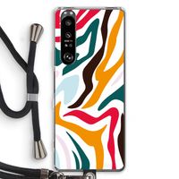 Colored Zebra: Sony Xperia 1 III Transparant Hoesje met koord