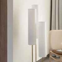 Staande lamp goud met 3 stoffen kappen E27 &apos;Yasmijn&apos; 137cm