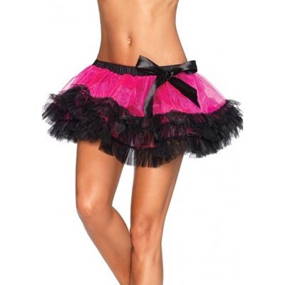 Leg Avenue Europe Three Tier Petticoat Hotpink/black - One Size