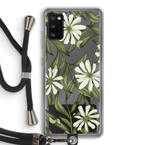 Wit bloemenpatroon: Samsung Galaxy A41 Transparant Hoesje met koord