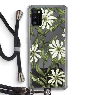 Wit bloemenpatroon: Samsung Galaxy A41 Transparant Hoesje met koord
