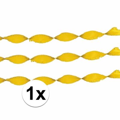 Crepe papier feest slingers/guirlande - 1x - 6 meter - geel - feestversiering - uni kleuren Crepe papier feest slingers/guirlande - 1x - 6 meter - geel - feestversiering - uni kleuren