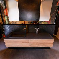 Badkamermeubelset Mondiaz Erin 150 cm met 2 Lades met RIDGE Wastafel Links Urban met 1 kraangat Greeploos Mat Washed Oak Badkamermeubelset Mondiaz Erin 150 cm met 2 Lades met RIDGE Wastafel Links Urban met 1 kraangat Greeploos Mat Washed Oak