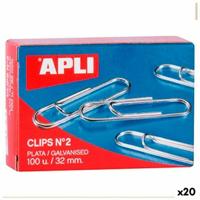 Clip Apli Nº 2 Zilverkleurig Zilver 32 mm (10 Onderdelen) (20 Stuks)