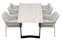 Set van Teeburu tafel 240x100x76 cm travertin en 6 Take stoelen salix/wheat - Yoi