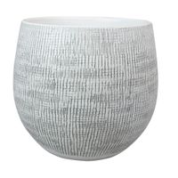 Plantenpot/bloempot in een strakke Modern design look wit/zwart Dia 36 cm en Hoogte 32 cm