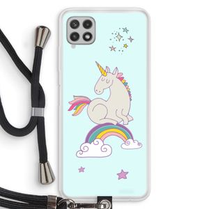 Regenboog eenhoorn: Samsung Galaxy A22 4G Transparant Hoesje met koord