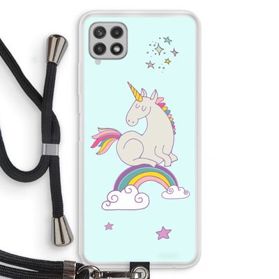 Regenboog eenhoorn: Samsung Galaxy A22 4G Transparant Hoesje met koord