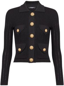 Balmain cardigan en maille à design nervuré - Noir