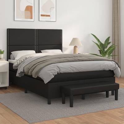 Boxspring met matras kunstleer zwart 140x200 cm