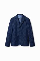 Geruite denim blazer - BLUE - XL