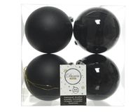 Kerstballen plastic glans-mat dia 10 cm zwart - Decoris