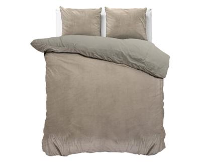 Sleeptime Velvet uni Taupe/Grijs 200 x 200/220 cm