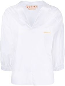 Marni blouse en coton à col v - Blanc