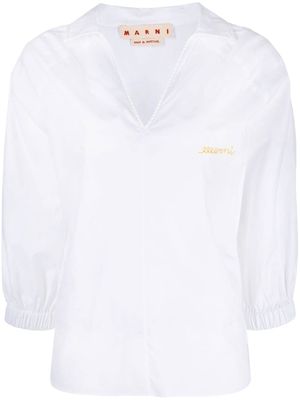 Marni blouse en coton à col v - Blanc