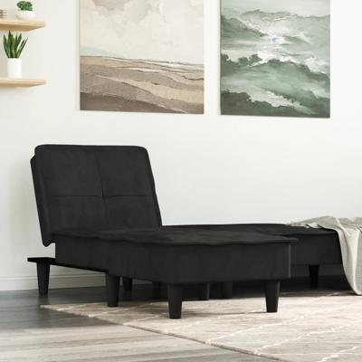Chaise longue fluweel zwart