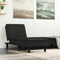 Chaise longue fluweel zwart