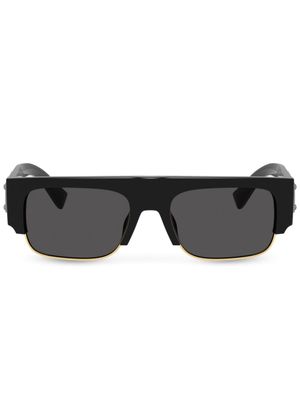 Dolce & Gabbana Eyewear lunettes de soleil rectangulaires à plaque logo - Noir