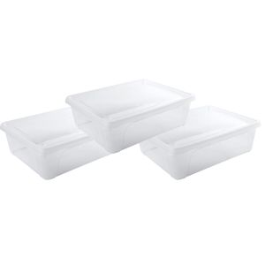 5x Voorraad/vershoudbakjes laag 2,5 liter transparant 24 x 20 x 8 cm