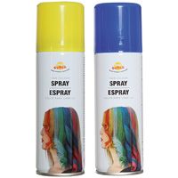 Carnaval verkleed haar verf/spray - blauw en geel - spuitbus - 125 ml