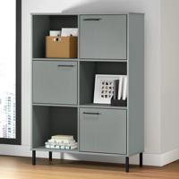 Boekenkast met metalen poten OSLO 90x35x128,5 cm hout grijs - thumbnail