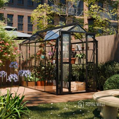 Royal Well Anne 3 tuinkas met veiligheidsglas en fundering - zwart Royal Well Anne 3 tuinkas met veiligheidsglas en fundering - zwart