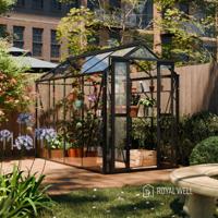 Royal Well Anne 3 tuinkas met veiligheidsglas en fundering - zwart