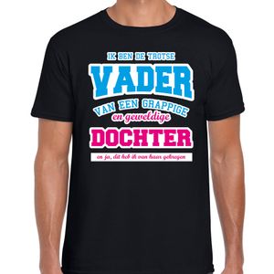 Ik ben de trotse vader van dochter cadeau t-shirt zwart voor heren