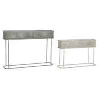 Plantenbakkenset DKD Home Decor 100 x 22 x 70 cm Grijs Metaal Wit Vintage