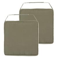 Hespiride Stoelkussen Gerona - 2x - 40 x 40 cm - groen - polyester - tuinkussen - met klittenband