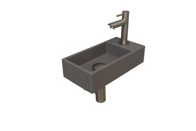 Fonteinset INK Versus 36x18x9 cm Quartz Beton Met Kraangat Rechts Brushed Nickel