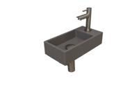 Fonteinset INK Versus 36x18x9 cm Quartz Beton Met Kraangat Rechts Brushed Nickel