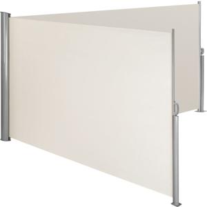 tectake® - Aluminium windscherm uitschuifbaar uitrolbaar zijluifel terrasscherm - dubbel - 160 x 600 cm - beige - 402333