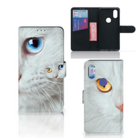 Xiaomi Mi Mix 2s Telefoonhoesje met Pasjes Witte Kat - thumbnail