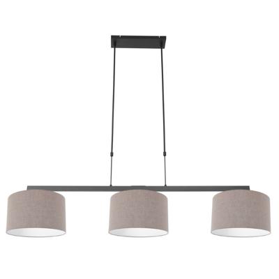 Steinhauer Zwarte hanglampStang met taupe linnen kappen - 3462ZW