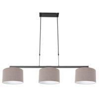 Steinhauer Zwarte hanglampStang met taupe linnen kappen - 3462ZW