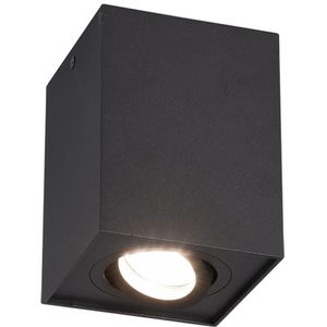 LED Plafondspot - Trion Bisqy - GU10 Fitting - 1-lichts - Vierkant - Mat Zwart - Aluminium